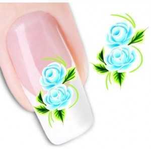 Adesivi per unghie: water decals nails rose blu