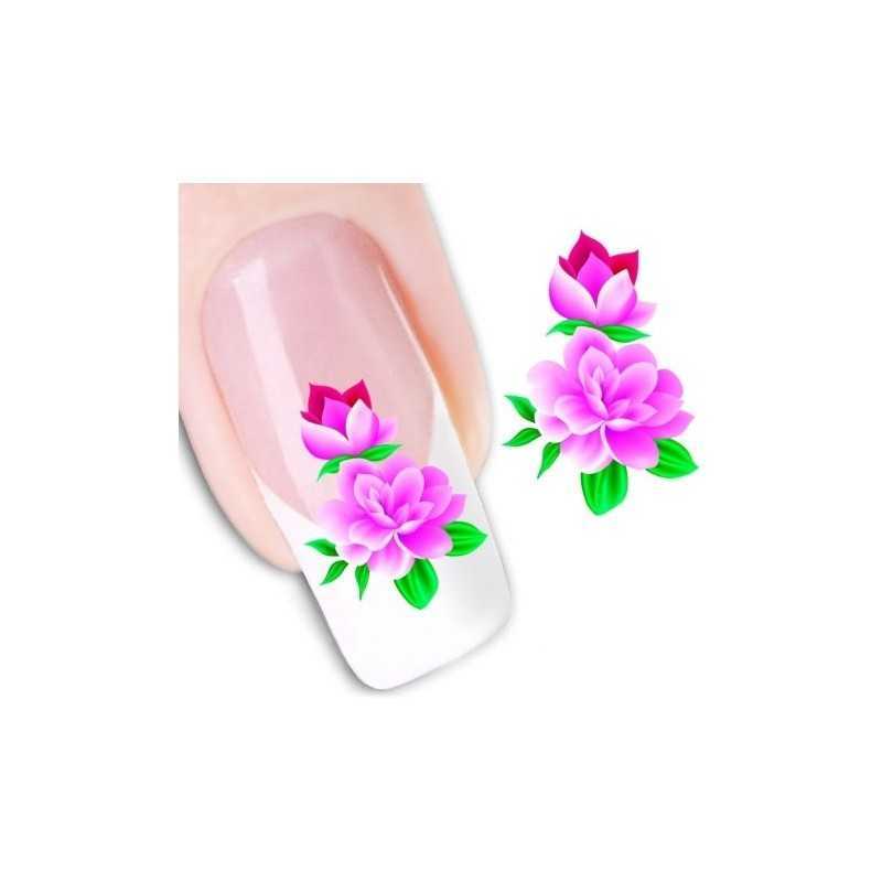 Adesivi per unghie: water decals fiore rosa ornamentale